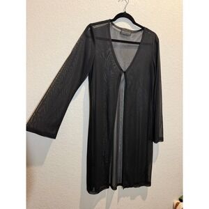 Connected Apparel Womens Sheer Mesh Gothcore Grunge Layering Top Black Size M